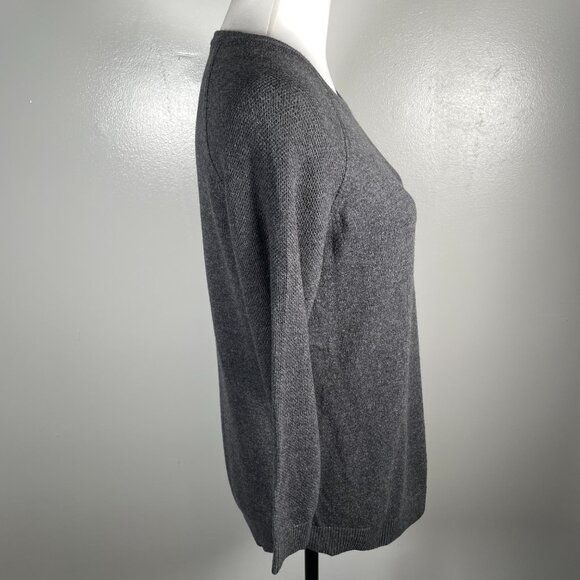 Banana Republic Charcoal Gray Crewneck Fine Tight Knit 3/4 Sleeve Sweater S - Picture 10 of 13